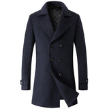 Men's Elegant British Double Breasted Lapel Mid Length Coat