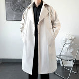 British Casual Solid Color Lapel Single Breasted Long Sleeved Coat