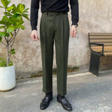 Slim Straight-leg Brushed High-waist Trousers