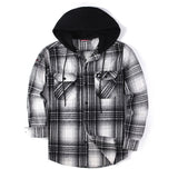 Men's Hooded Plaid Loose Long Sleeve Shirt