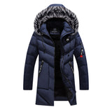 Men's Winter Coats Water-Repellent Windproof Thicken Parkas Mid-Length Hooded Padded Puffer Jacket