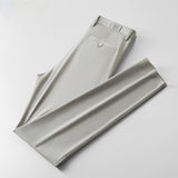 Men's Solid Color Straight Stretch Mid-rise Casual Pants