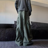 Vintage Pleated Large Pocket Wide Leg Overalls