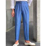 Men's Business Casual High Waisted Pants Slim Fit Trousers