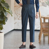 Men's High Waisted Pants Vintage Twill Denim Straight Leg Trousers