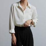 Satin Single-breasted Long-sleeved Shirt