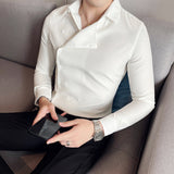 Men's Business Lapel Vintage Side Button Long Sleeve Shirt