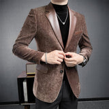 Fleece Panel Leather Collar Blazer