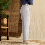 Linen Cotton High Waist Straight Leg Casual Trousers