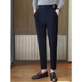 Men's Business Casual High Waisted Pants Slim Fit Dress Pants