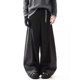 Colorblock Loose Wool Wide-leg Pants