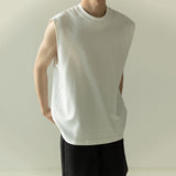 Loose Crew Neck Solid Color Vest