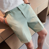 Waffle Casual Straight Solid Color Cropped Pants