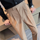 Men's Business Casual High Waisted Pants Slim Fit Dress Pants