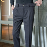 Striped Slim-fit Woolen Trousers