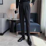 Men's Business Casual High Waisted Pants Slim Fit Dress Pants