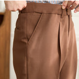 Elastic Waist Drape Business Casual Slim Fit Trousers