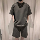 Summer Casual Multi-zipper Short-sleeve T-shirt Shorts Suit