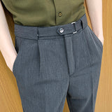 Men's Business Casual Solid Color Nine-point Suit Pants