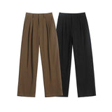 Men's Summer Drape Suit Pants Casual Trousers Loose Drape Straight Wide Leg Pants