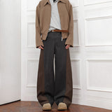 Colorblock Loose Wool Wide-leg Pants