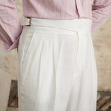 Summer Linen Cotton Breathable Thin High Waist Straight Pants