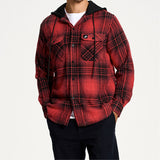 Men's Hooded Plaid Loose Long Sleeve Shirt