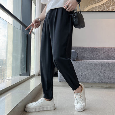 Back Waist Elastic Button Zip Pants