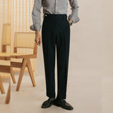 Men's Straight High Waist Casual Drape Suit Pants