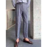 Men's Business Casual High Waisted Pants Slim Fit Trousers