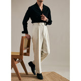 Drape Straight Double Pleat Suit Trousers