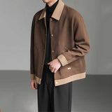 Autumn and Winter Loose Contrast Lapel Jacket