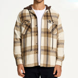 Men's Hooded Plaid Loose Long Sleeve Shirt