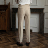 Mens Business Casual High Waisted Pants Retro Slim Fit Dress Pants