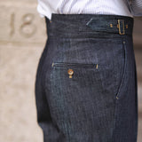 Men's British High Waist Straight Denim Trousers