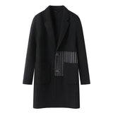 Men's Business Casual Patchwork Striped Mid-length Coat