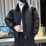 Men's Casual British Vintage Diamond Zipper Jacket