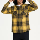 Men's Hooded Plaid Loose Long Sleeve Shirt