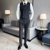 Men's Retro British Plaid Button Business Suit Vest