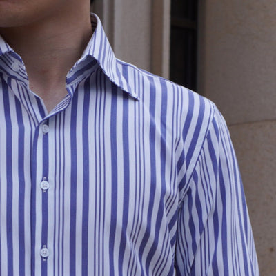 Men's French Collar Striped Business Non-iron Long-sleeved Shirt