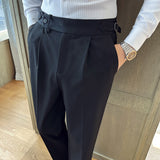 Men's Retro Elegant Slim Fit Dress Pants British Casual Trousers