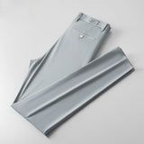 Men's Solid Color Straight Stretch Mid-rise Casual Pants