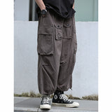 Retro Multi-pocket Wide-leg Pants