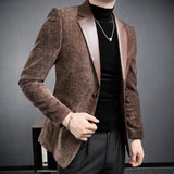 Fleece Panel Leather Collar Blazer