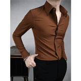 Solid Color Slim Fit Long Sleeve Shirt