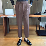 Men's Retro Elegant Slim Fit Dress Pants British Casual Trousers