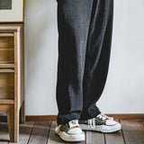 Straight-leg Faux Corduroy Trousers with Drape