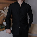 Men's V-neck Slim Fit Long Sleeve Casual Shirt