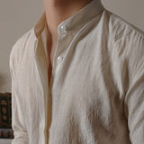 Men's Casual Slim Fit Cotton And Linen Shirt