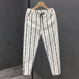 Men's Summer Small Feet Pants Casual Slim Striped Pants